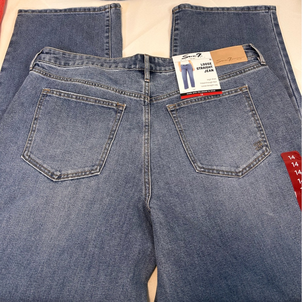 Seven 7 Loose High Rise Straight Leg Jeans light wash Women’s Size 14